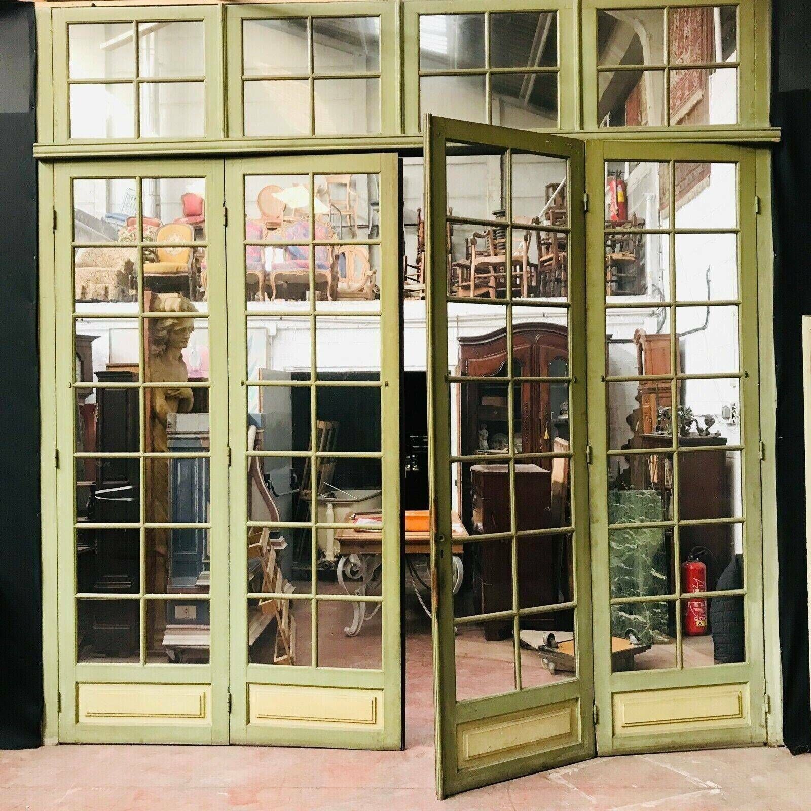 Four Partition Doors With Small Panes In 19th Century Patinated Wood photo vinterior