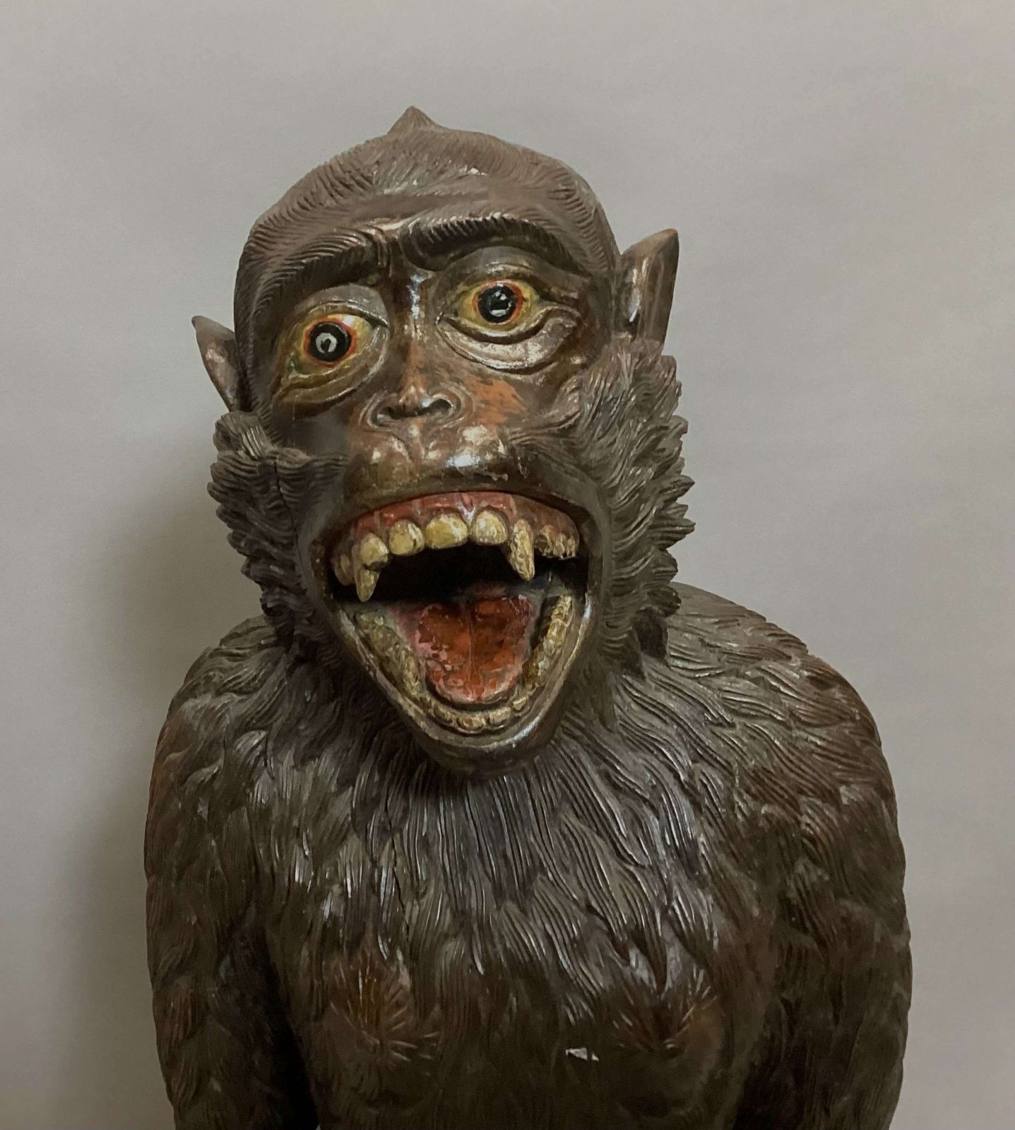 Magnificent C19th Large Carved Hardwood Figure Of A Monkey photo vintage