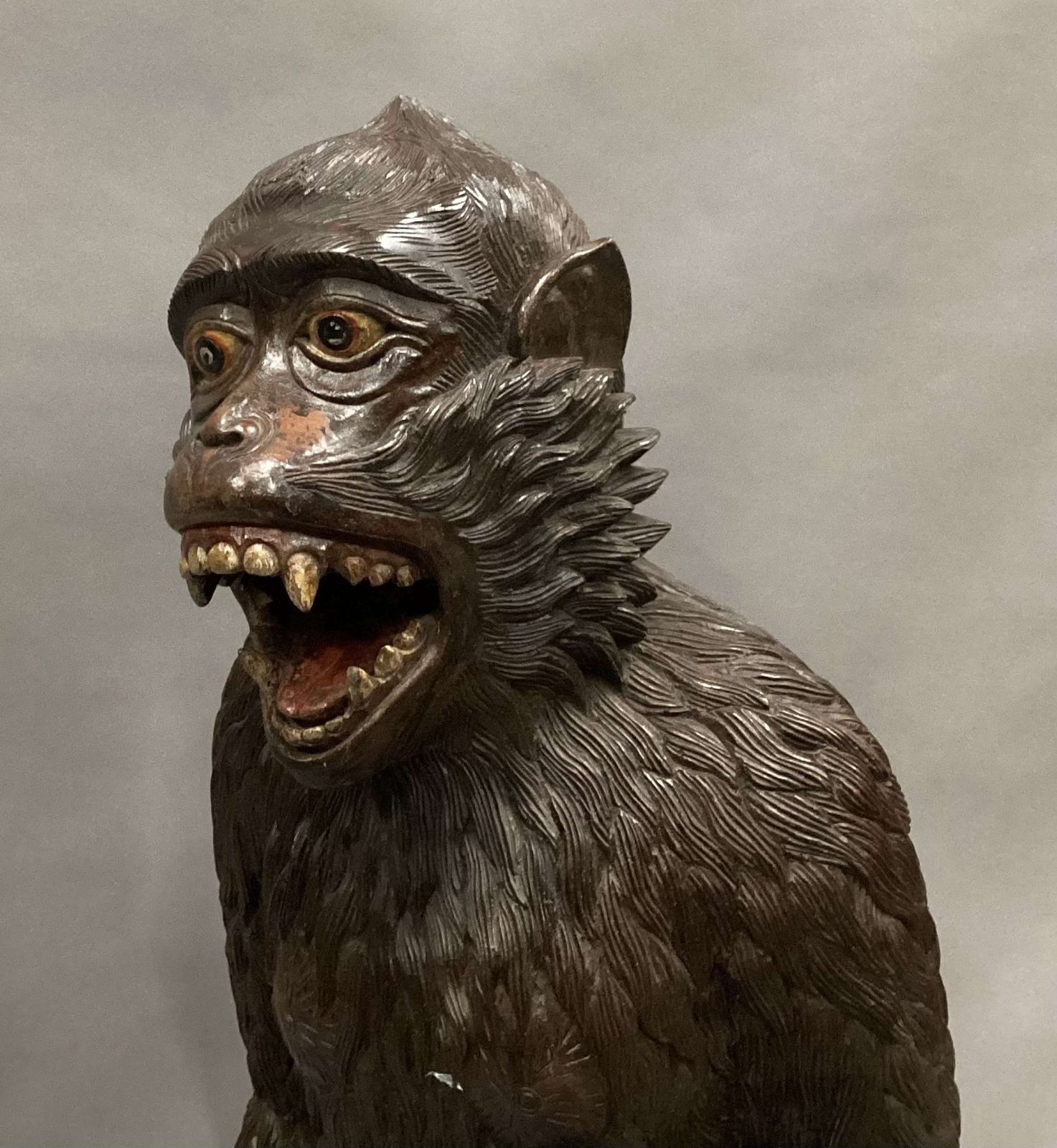 photo furniture Magnificent C19th Large Carved Hardwood Figure Of A Monkey