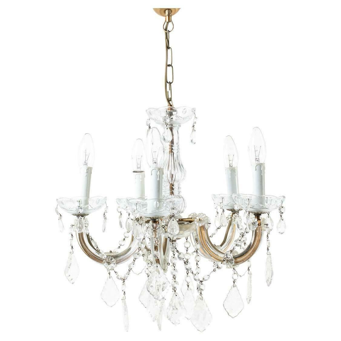 Antique Crystal Ceiling Lamp Pendant Venetian Style Hollywood Regency Chandelier