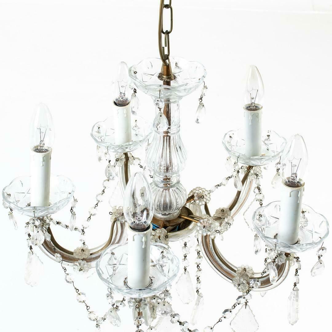 Antique Crystal Ceiling Lamp Pendant Venetian Style Hollywood Regency Chandelier photo Lighting