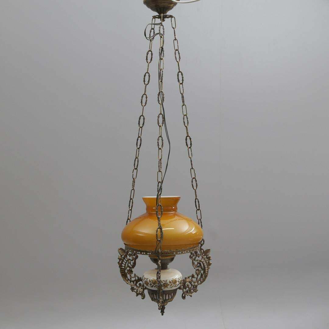 Antique Golden Ceiling Lamp, Pendant Light Long Art Deco Chandelier 50's photo Lighting