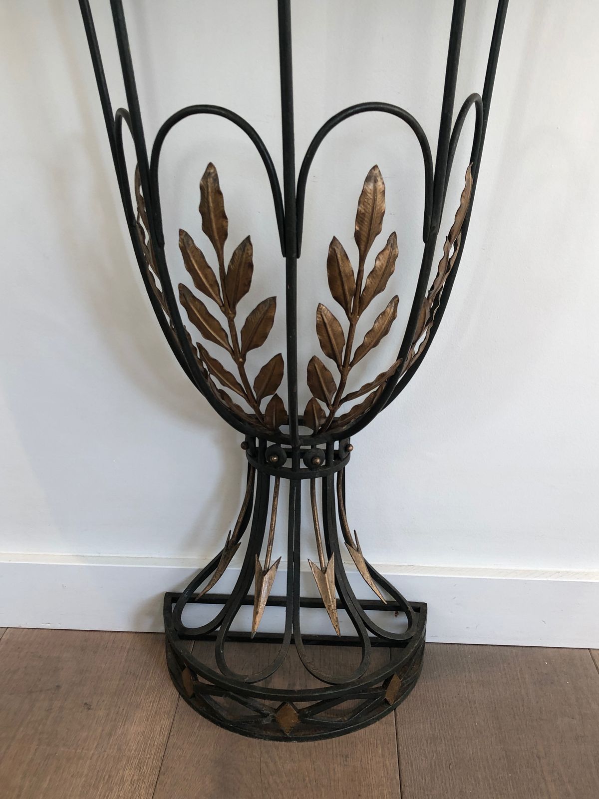 3450.0 Rare Small Wrought Iron Console With Marble Top. French Work. Around 1940 photo