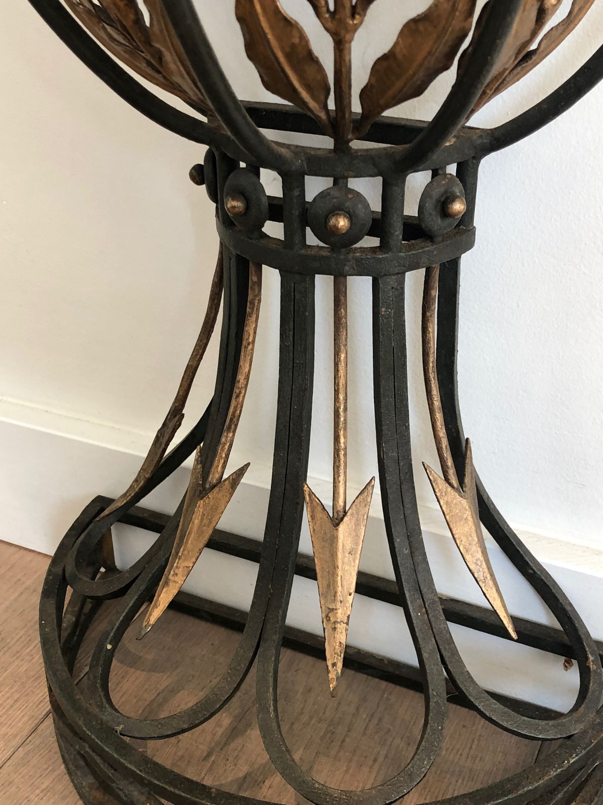 photo buy Rare Small Wrought Iron Console With Marble Top. French Work. Around 1940