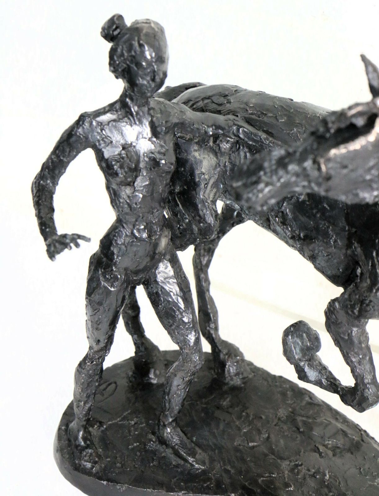 photo furniture Bronze Brutalist Sculpture Woman With Horse Large Heavy Vintage Art Signed And Numbered