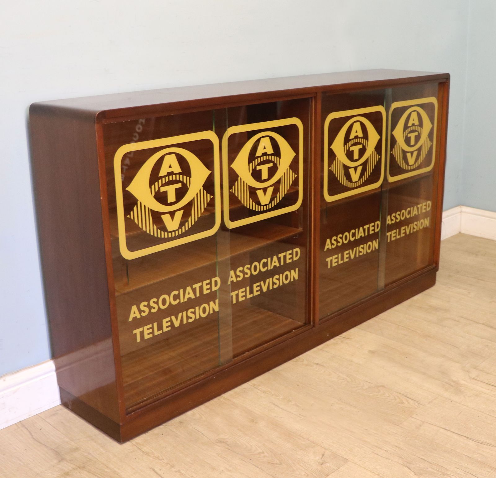 A Wonderful Quality Mid Century Mahogany Veneered Cabinet, Sign Written For Associated Television. photo furniture