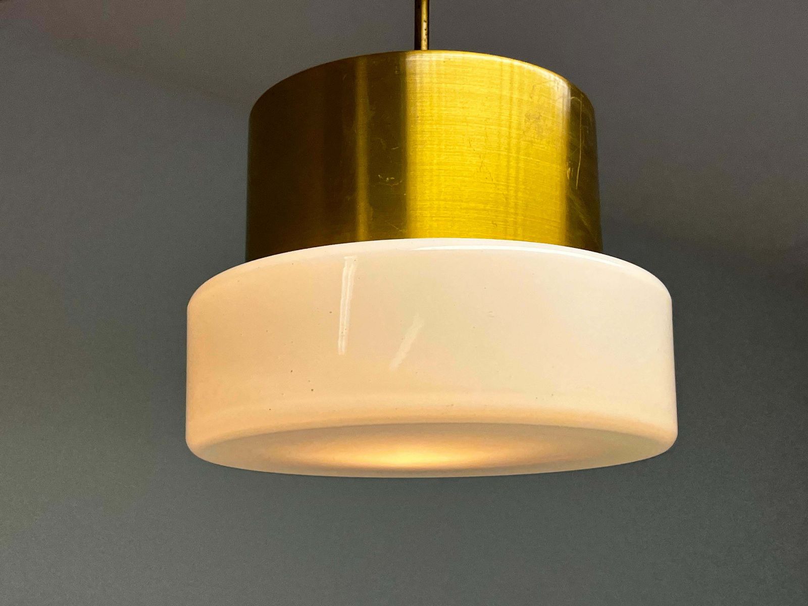 Brass And Milk Glass Midcentury Pendant By Kamenicky Senov, 1970s photo furniture
