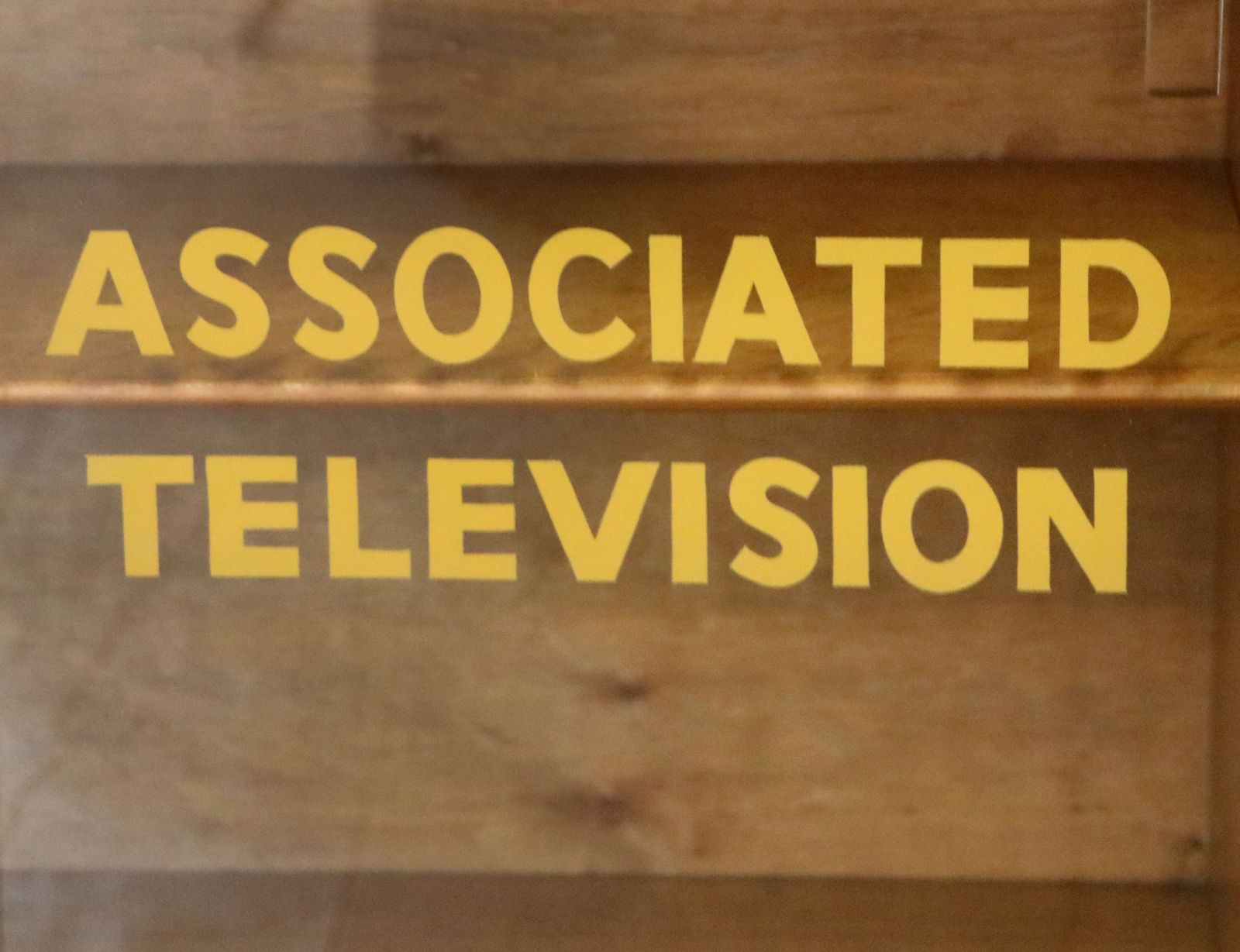 A Mid Century Oak Bookcase Cabinet, Later Sign Written For Associated Television. photo buy