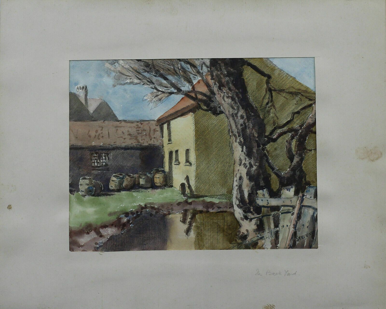 Watercolour By Henry Potter Stevens. Titled 'The Back Yard'. photo furniture