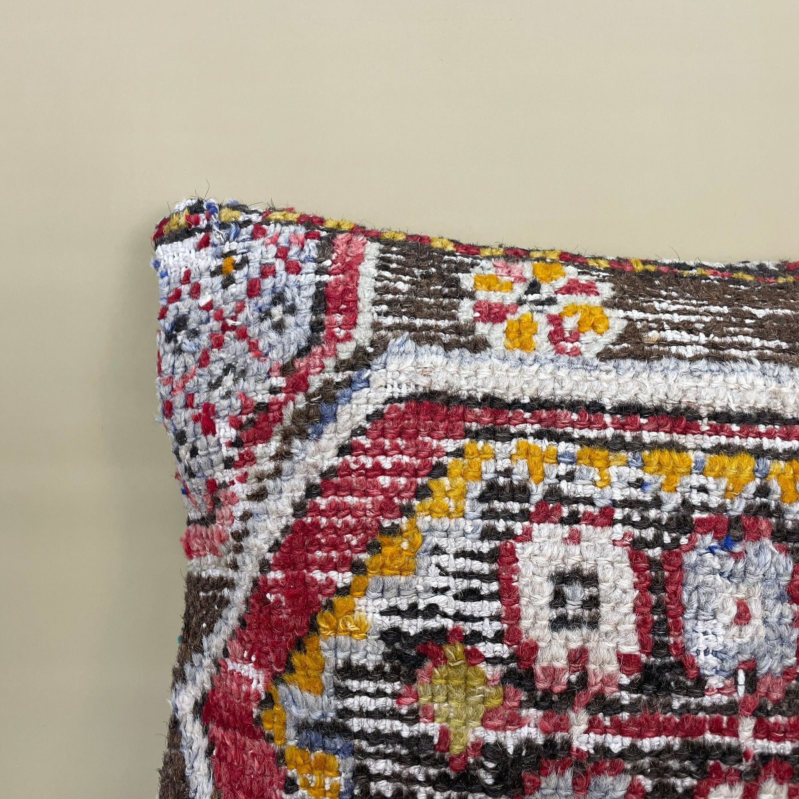 Antique Kilim Cushion Turkish Pillow Feather Filled Handwoven Patterned Red Old photo Textiles