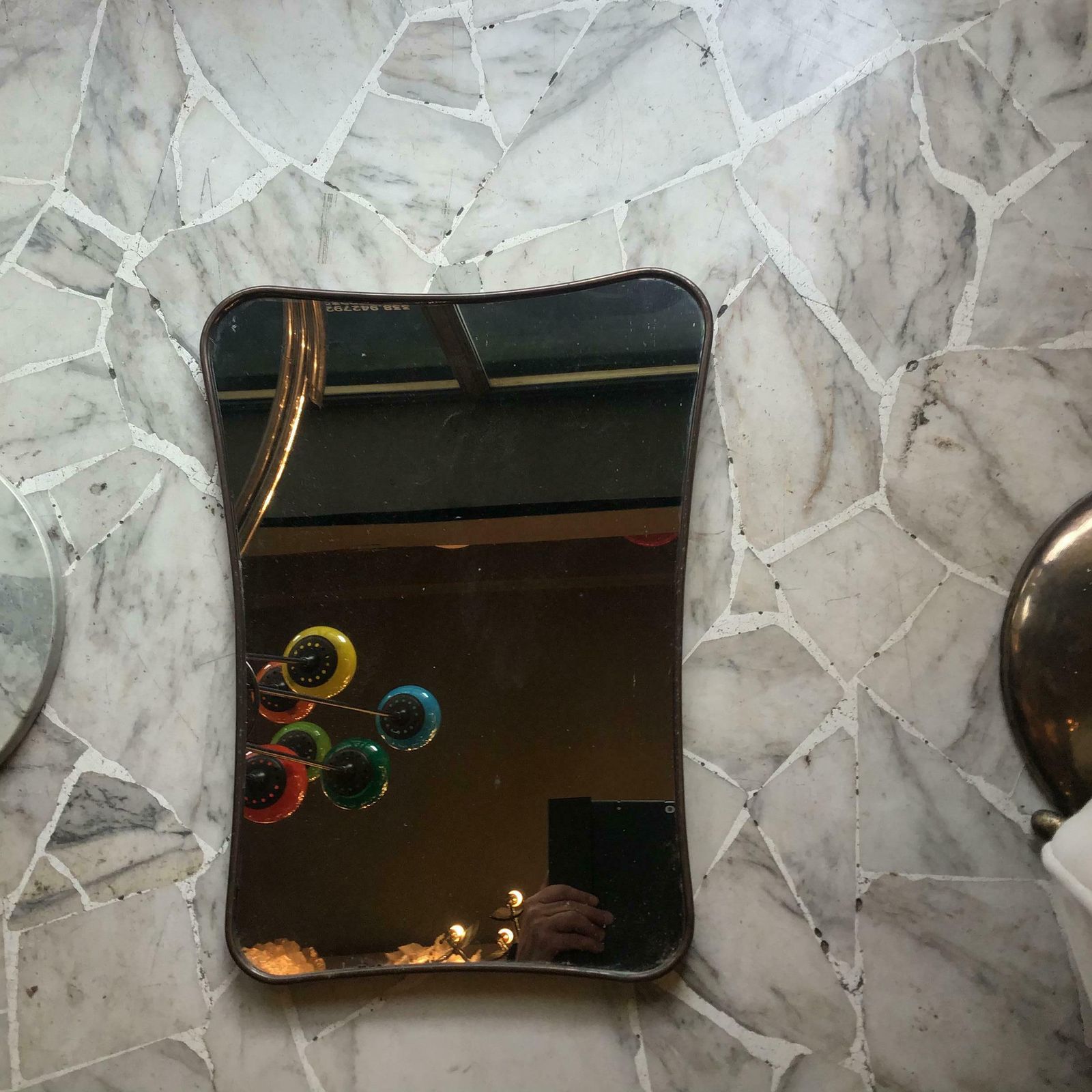Fontana Arte Mirror Brass Wood Mirrored Glass 1950 Italy photo for sale