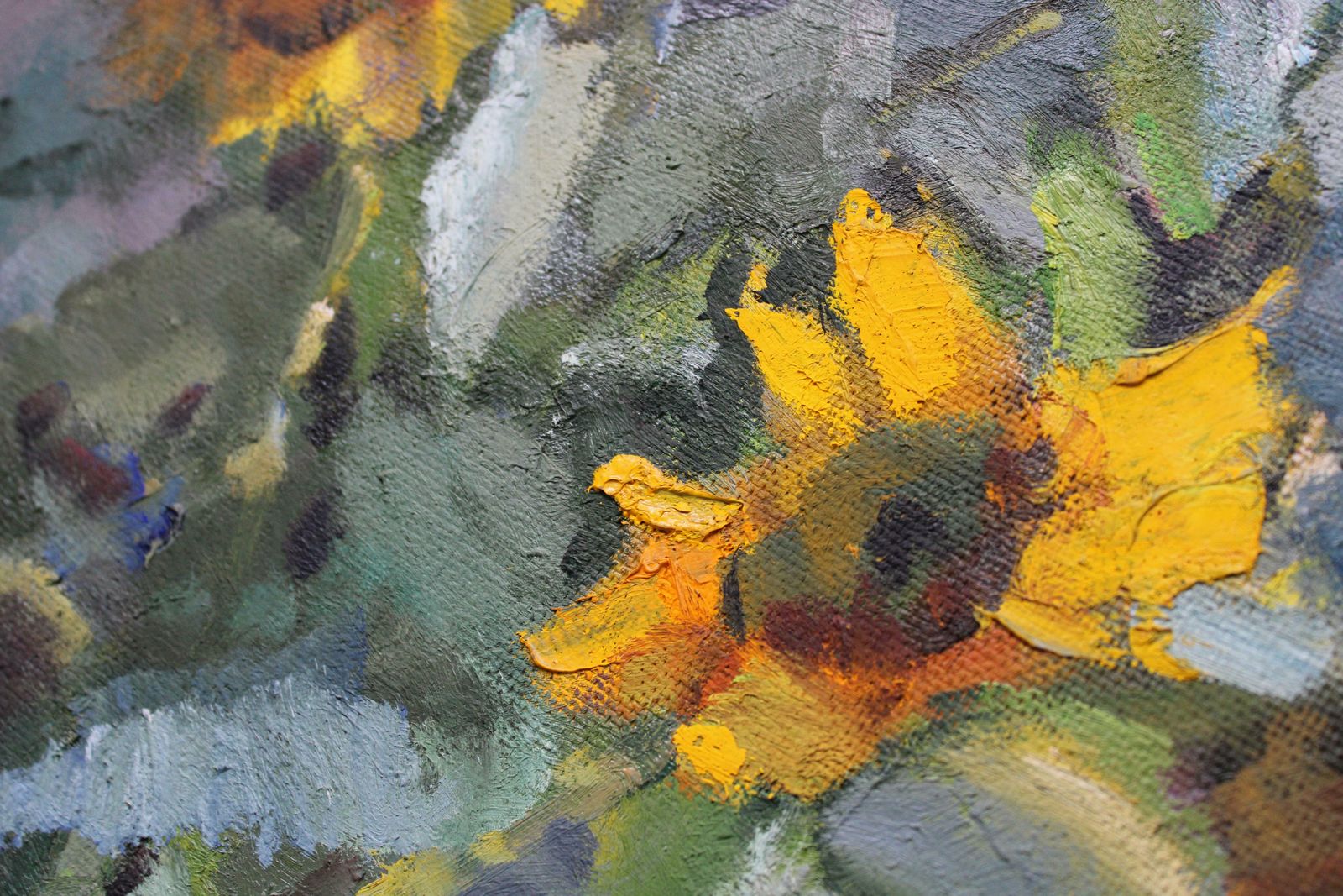 Vladimir Kozin Sunflowers. 1994, Cardboard, Oil, photo vinterior