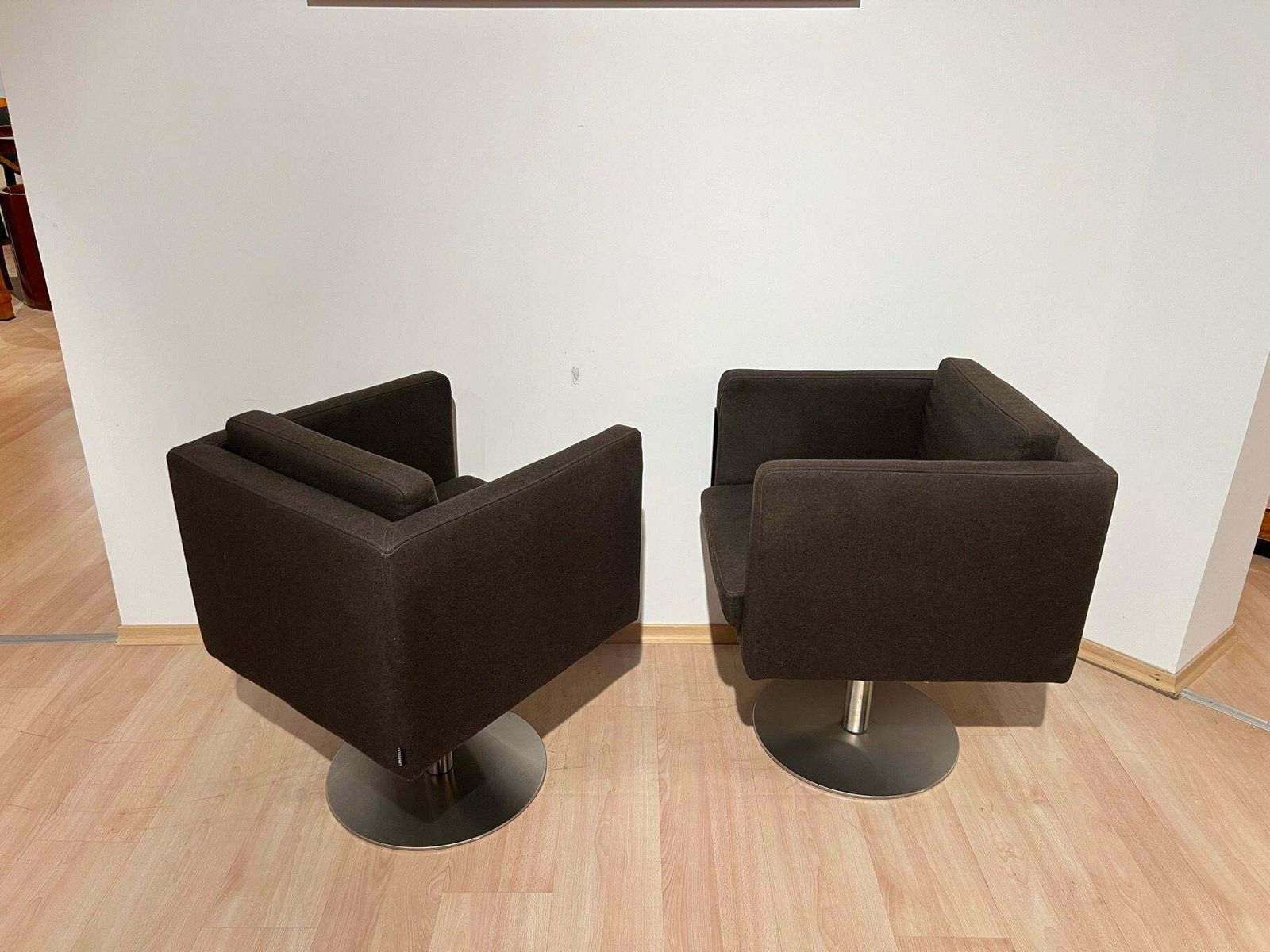 photo for sale Pair Of Cubic Swivel Chairs With Tableau By Lensvelt, Netherlands, Early 21st C.