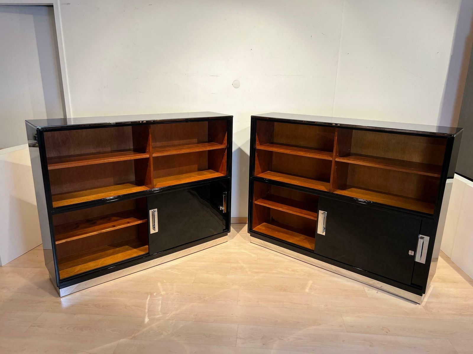 photo buy Bauhaus Office Cabinet, Black Lacquer, Mahogany, Germany Circa 1930