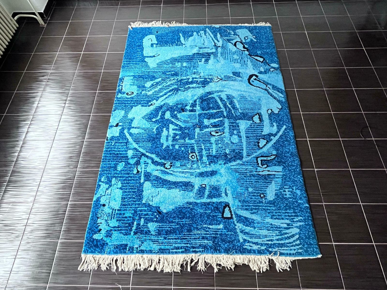 Extraordinary Handmade Art Abstract Design Wool Carpet In Style Of Kybal, 1960s photo Textiles