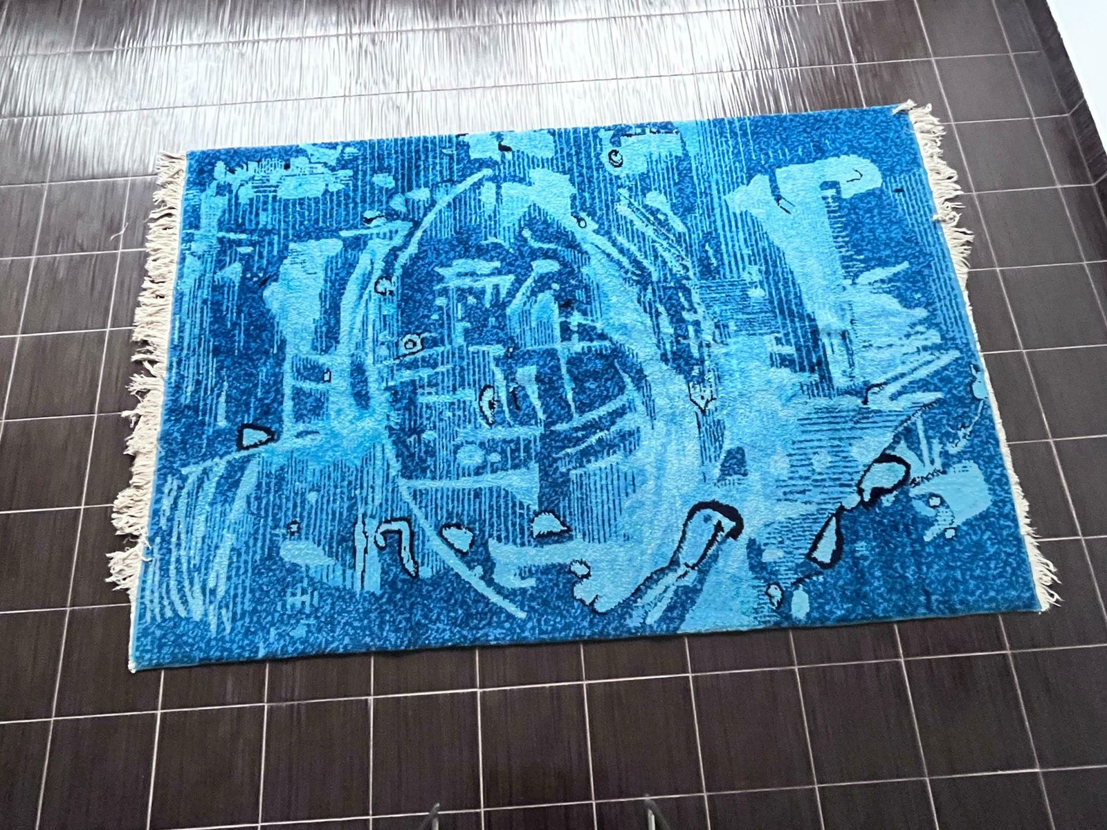 Extraordinary Handmade Art Abstract Design Wool Carpet In Style Of Kybal, 1960s photo 4985.0