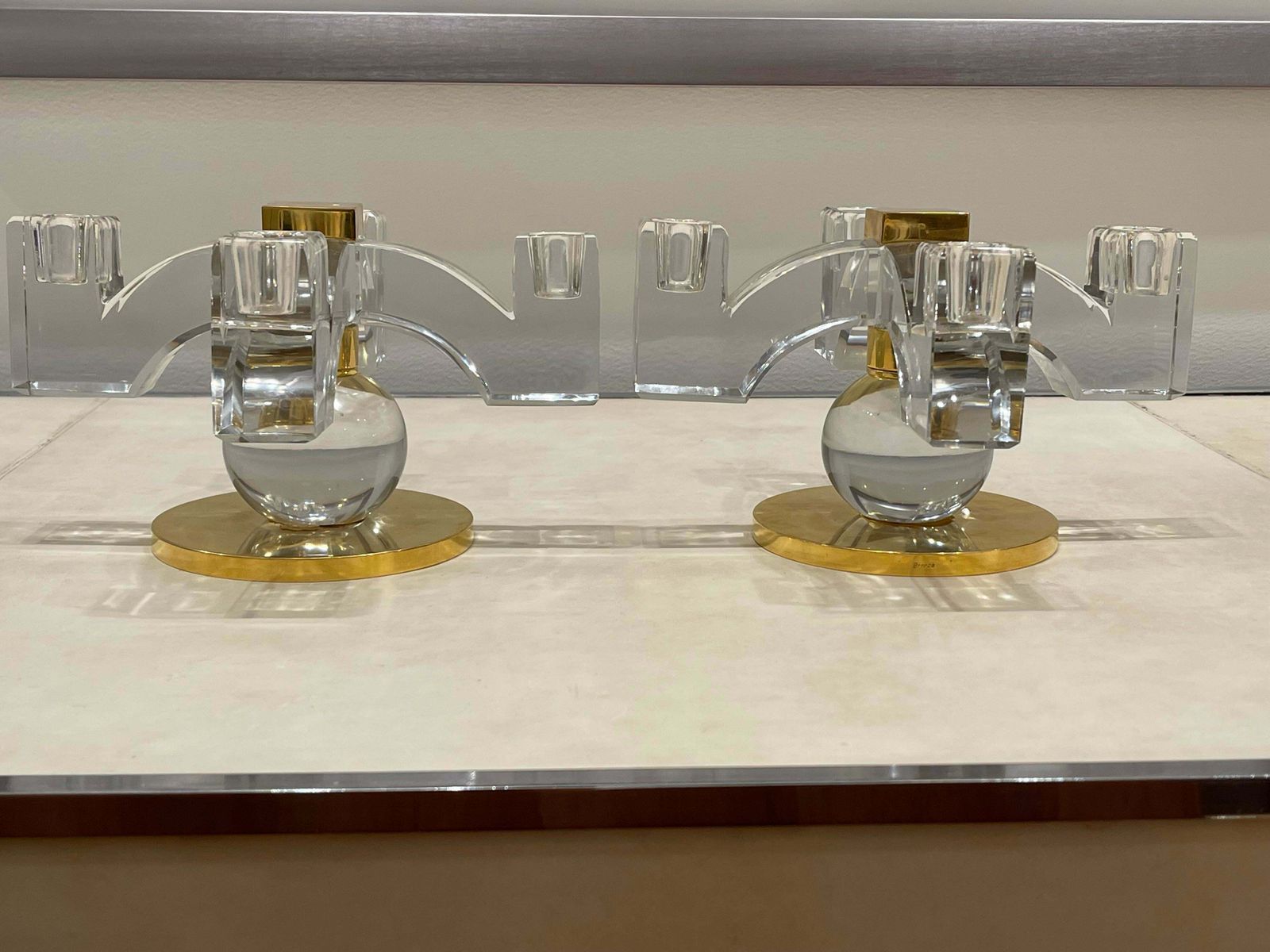 Fabulous Pair Of Baccarat Crystal Candelabras, By Jacques Adnet, France, 1935 photo 12147.0