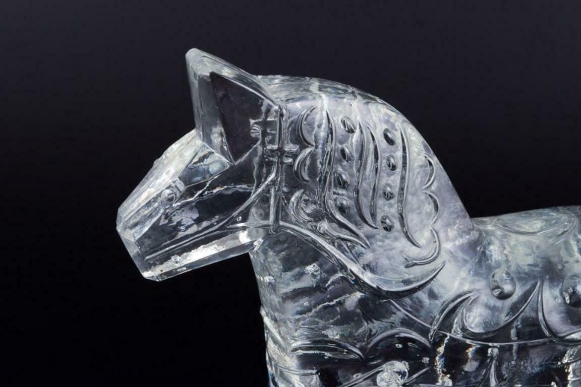 Swedish Glass Artist. Four Dala Horses In Clear Mouth Blown Art Glass. 1970s photo buy
