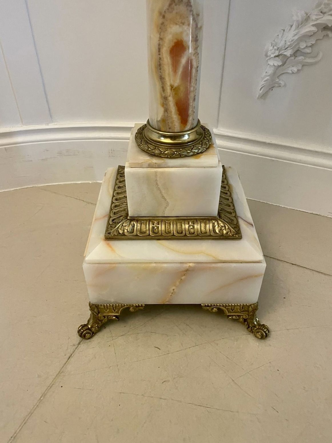 Unusual Antique French Onyx And Ormolu Extending Floor Lamp photo for sale