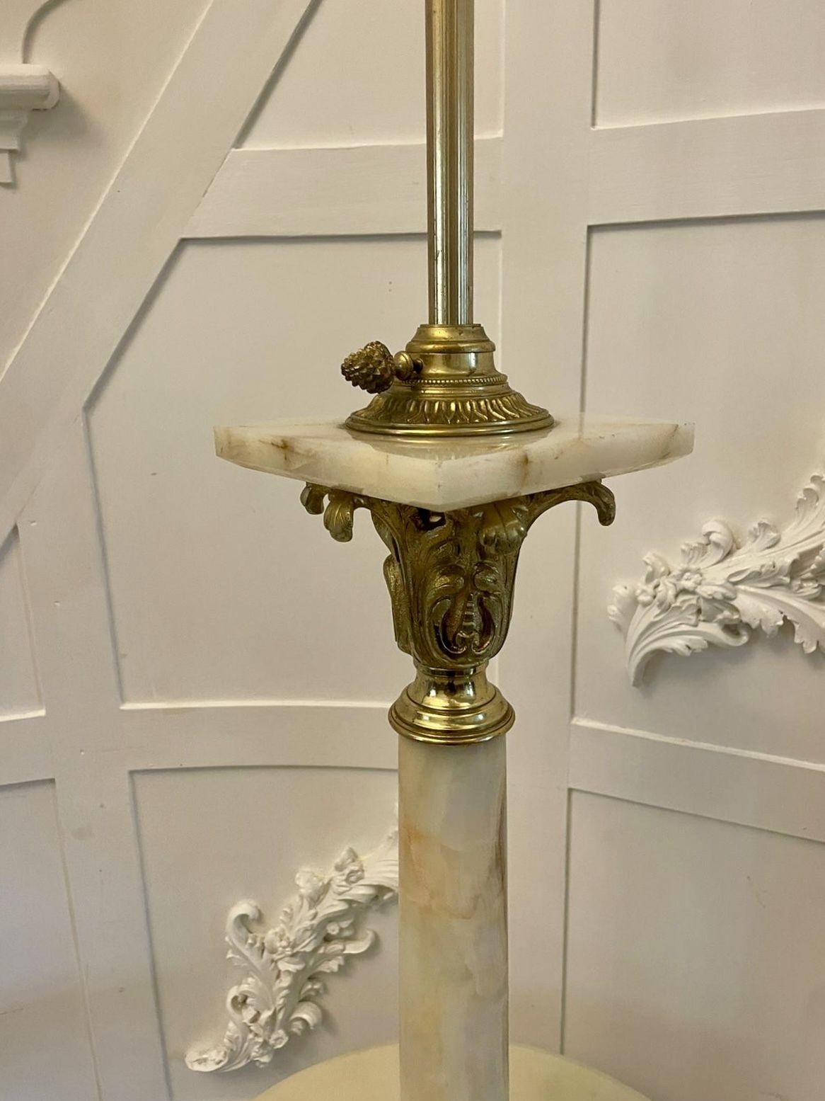 Unusual Antique French Onyx And Ormolu Extending Floor Lamp photo vinterior