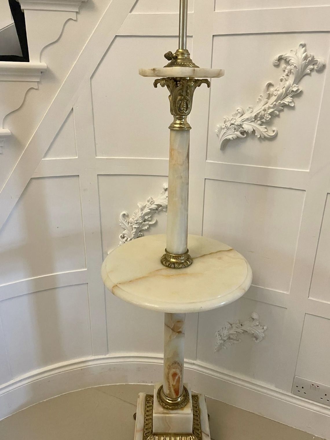 photo furniture Unusual Antique French Onyx And Ormolu Extending Floor Lamp