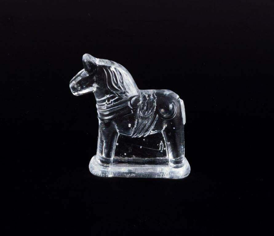 Swedish Glass Artist. Four Dala Horses In Clear Mouth Blown Art Glass. photo 258.0