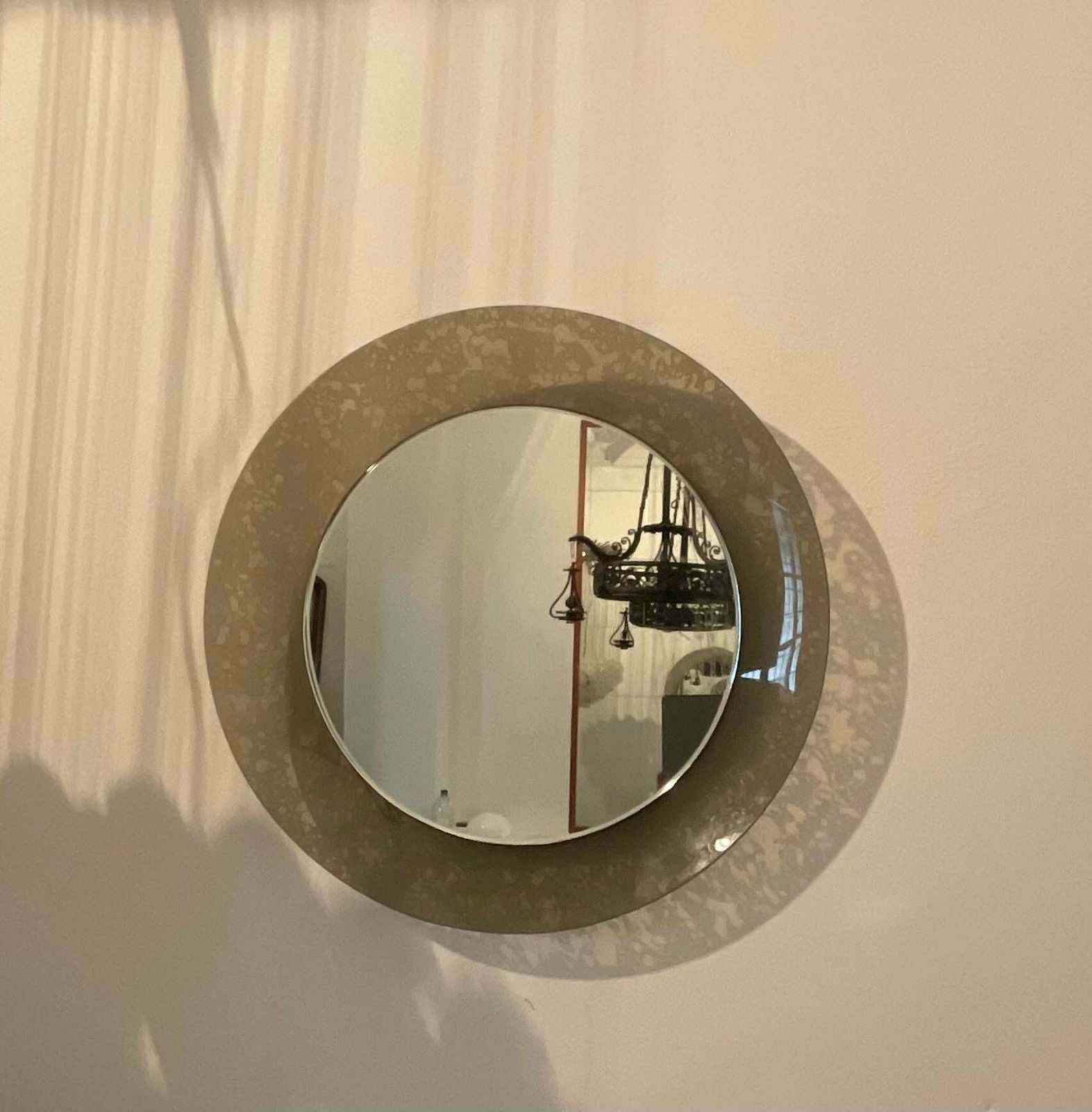 Fontanarte   Erwing Burger   Hanging Mirror   Curved And Etched Glass. photo vintage
