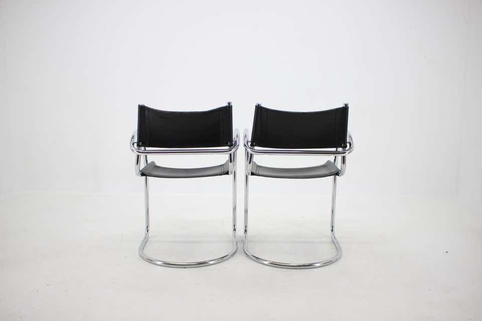 1970s Set Of Four Chrome And Leather Tubular Chairs ,Czechoslovakia photo buy