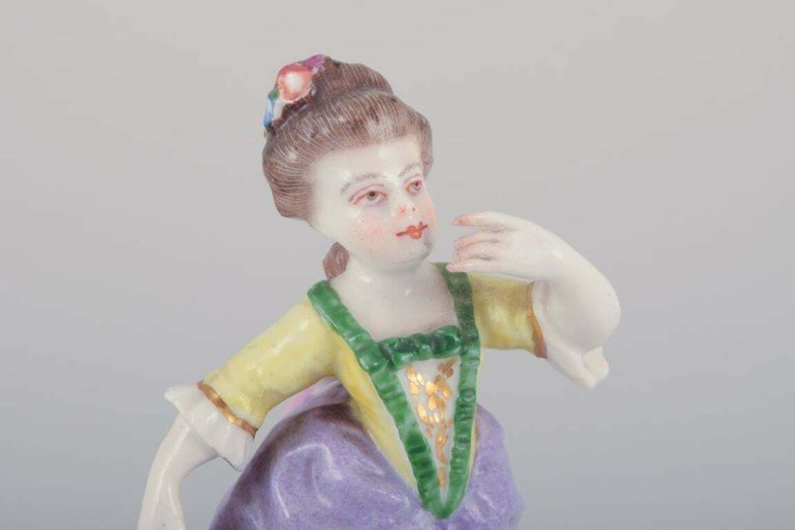 Antique German Porcelain Figurine. Young Woman In Elegant Attire. photo vinterior