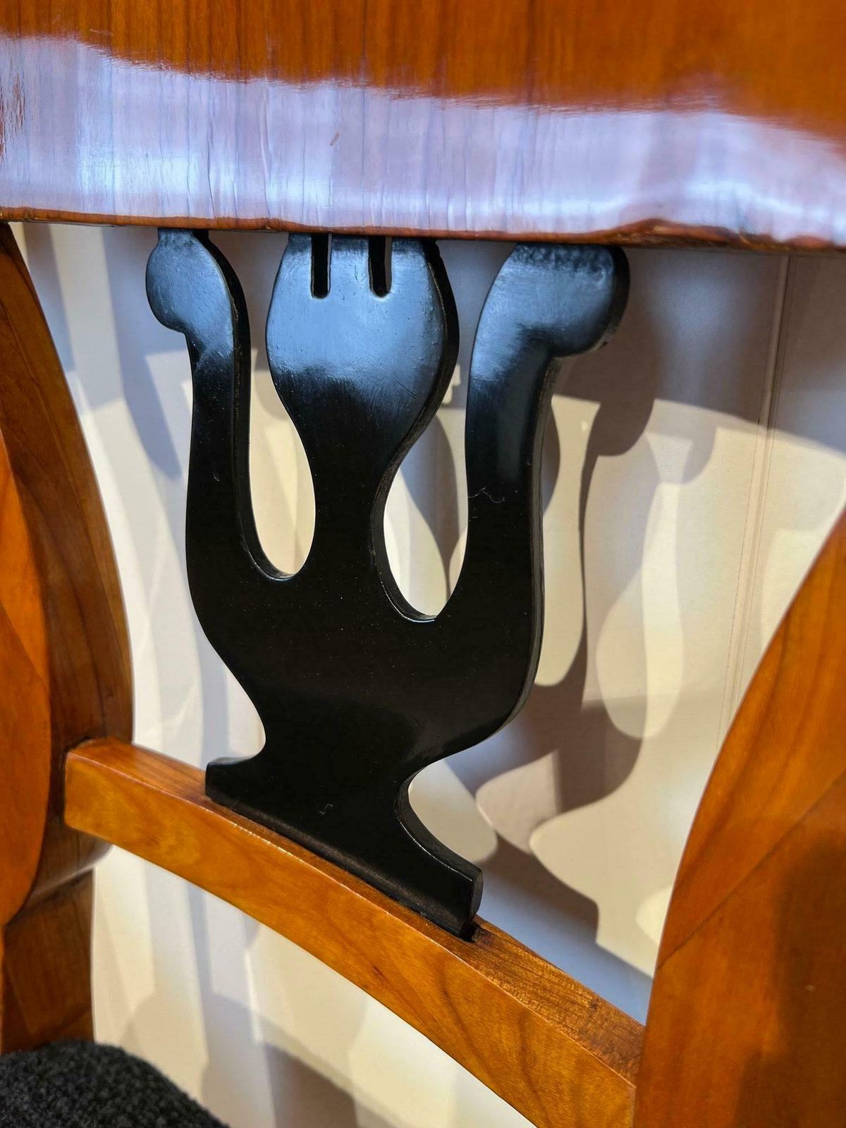 photo for sale Set Of Four Biedermeier Chairs, Cherry Veneer, South Germany Circa 1830