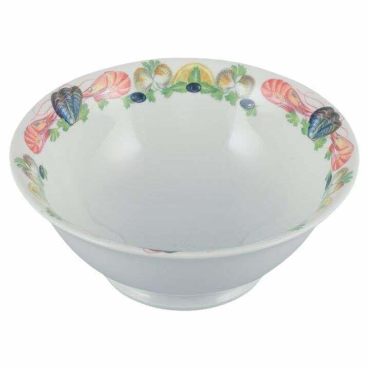 Pillivuyt, France. Large Porcelain Bowl With Seafood Motif. Approx. 1970s
