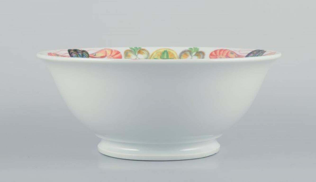 Pillivuyt, France. Large Porcelain Bowl With Seafood Motif. Approx. 1970s photo furniture