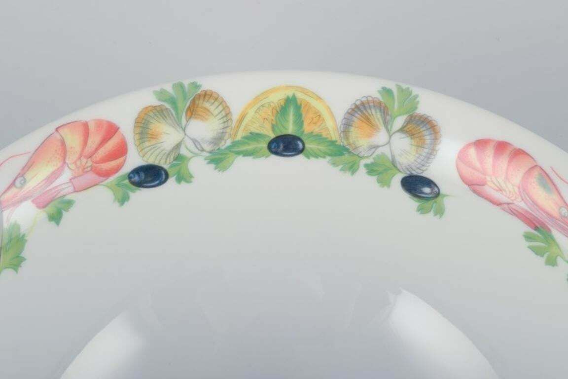 Pillivuyt, France. Large Porcelain Bowl With Seafood Motif. Approx. 1970s photo 258.0
