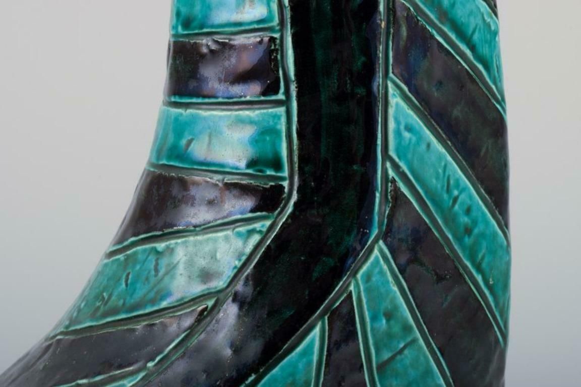 Christer, Mariestad, Sweden. Modernist Ceramic Vase With Green And Black Glaze. photo buy