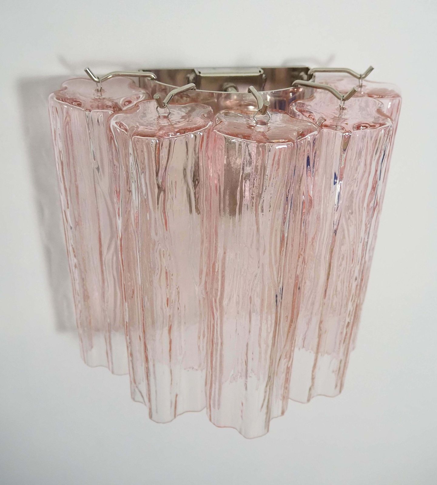 photo for sale Midcentury Pair Of Pink Tronchi Sconces Murano