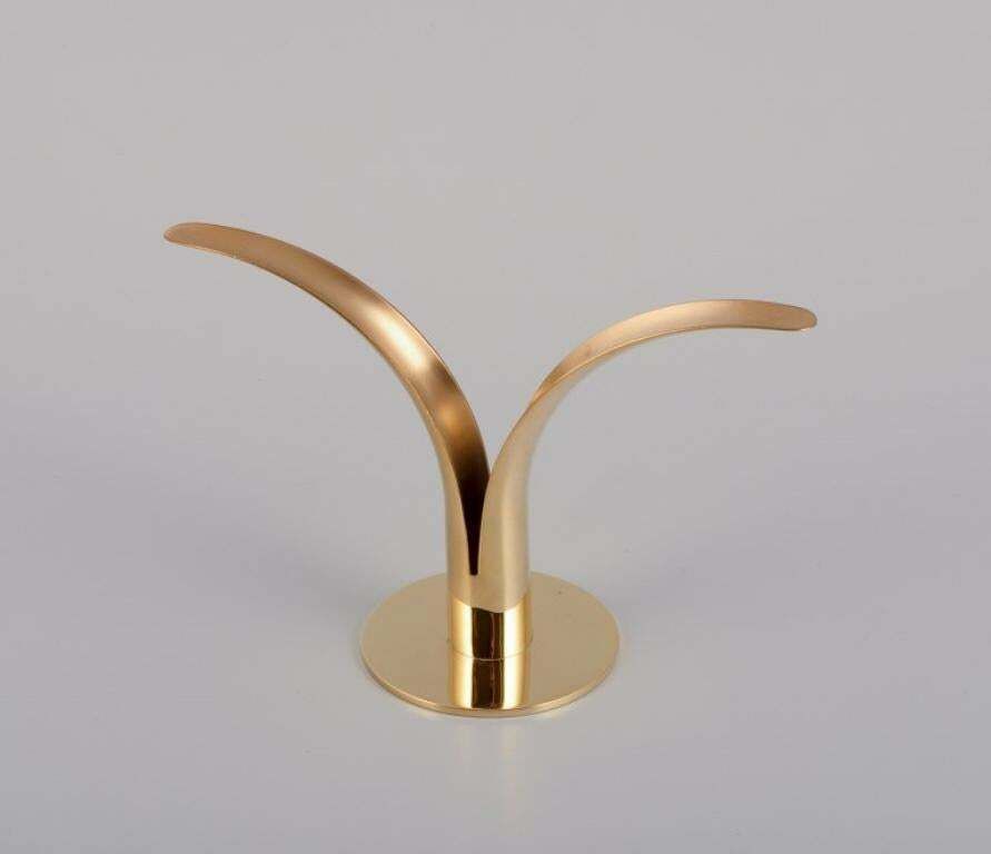 Skultuna "Liljan" Candle Holder In Brass. Swedish Modern Design. 21th C photo for sale