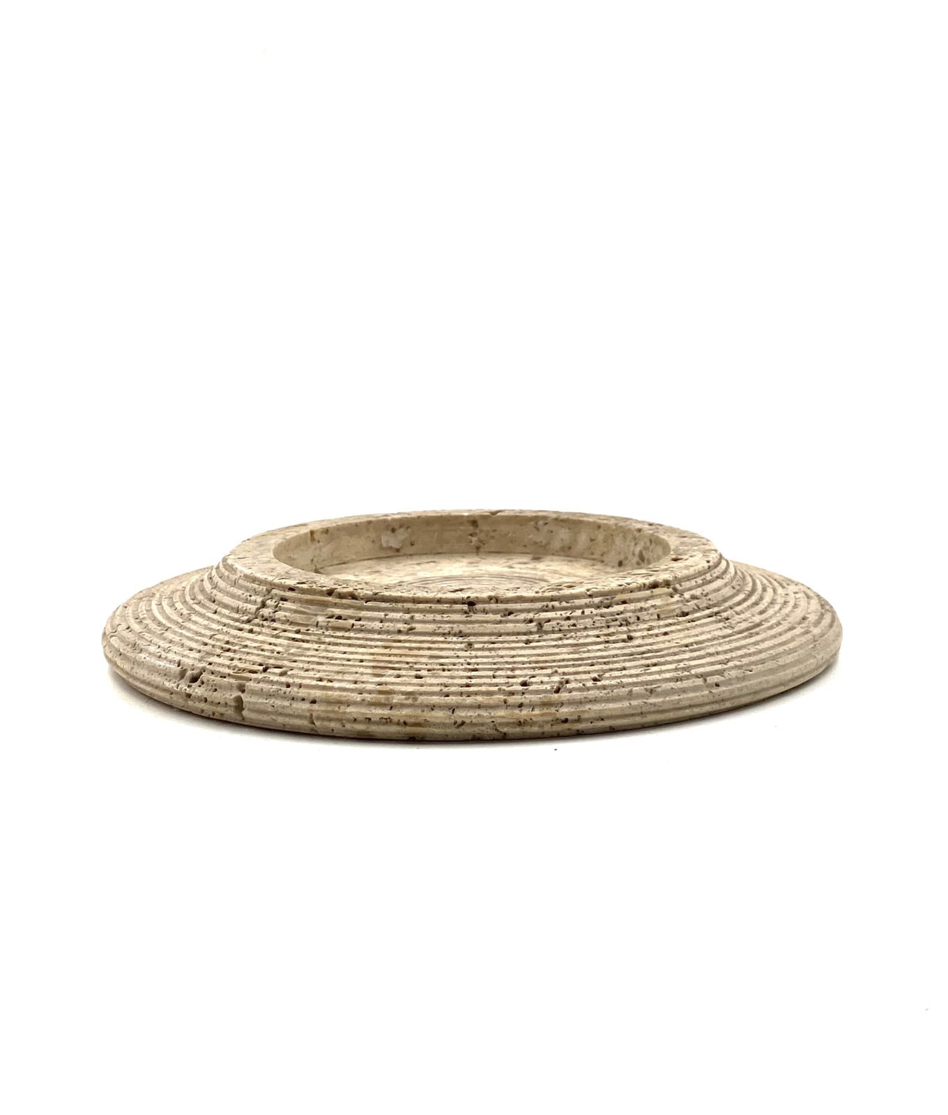 photo buy Travertine Grooved Vide Poche / Centerpiece / Ashtray, Cerri Nestore, Italy, 1970s