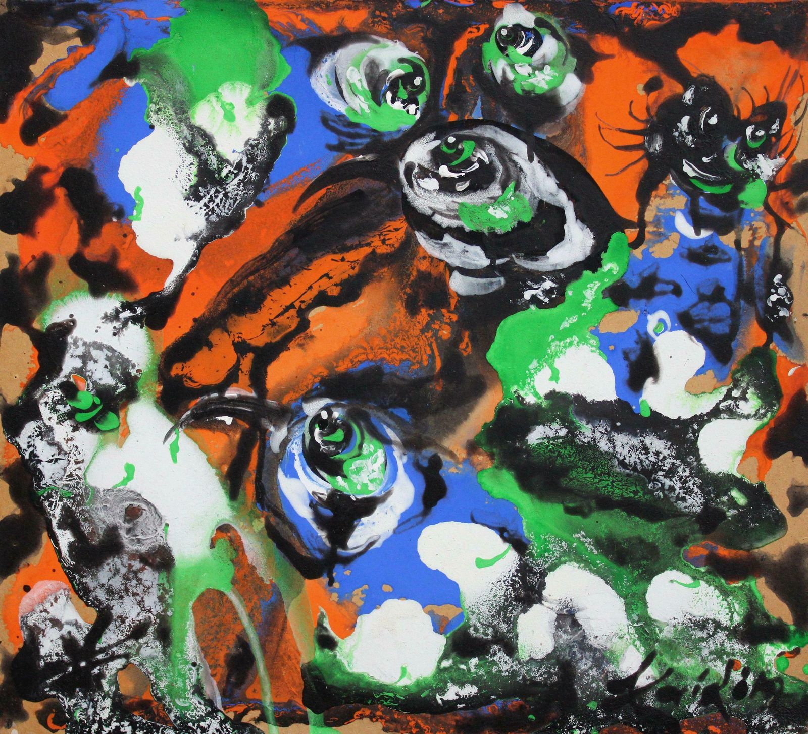 Ivars Zaikins Gathering. Cardboard, Mixed Media, 39x43 Cm 2000s