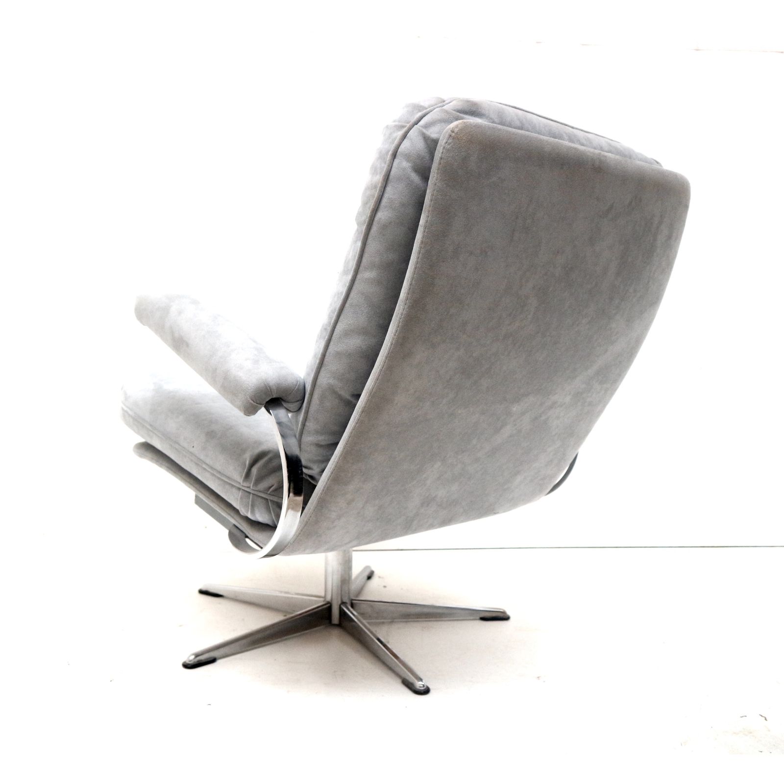 Vintage Armchair With Gray Suede Upholstery Made In The 1970s photo for sale