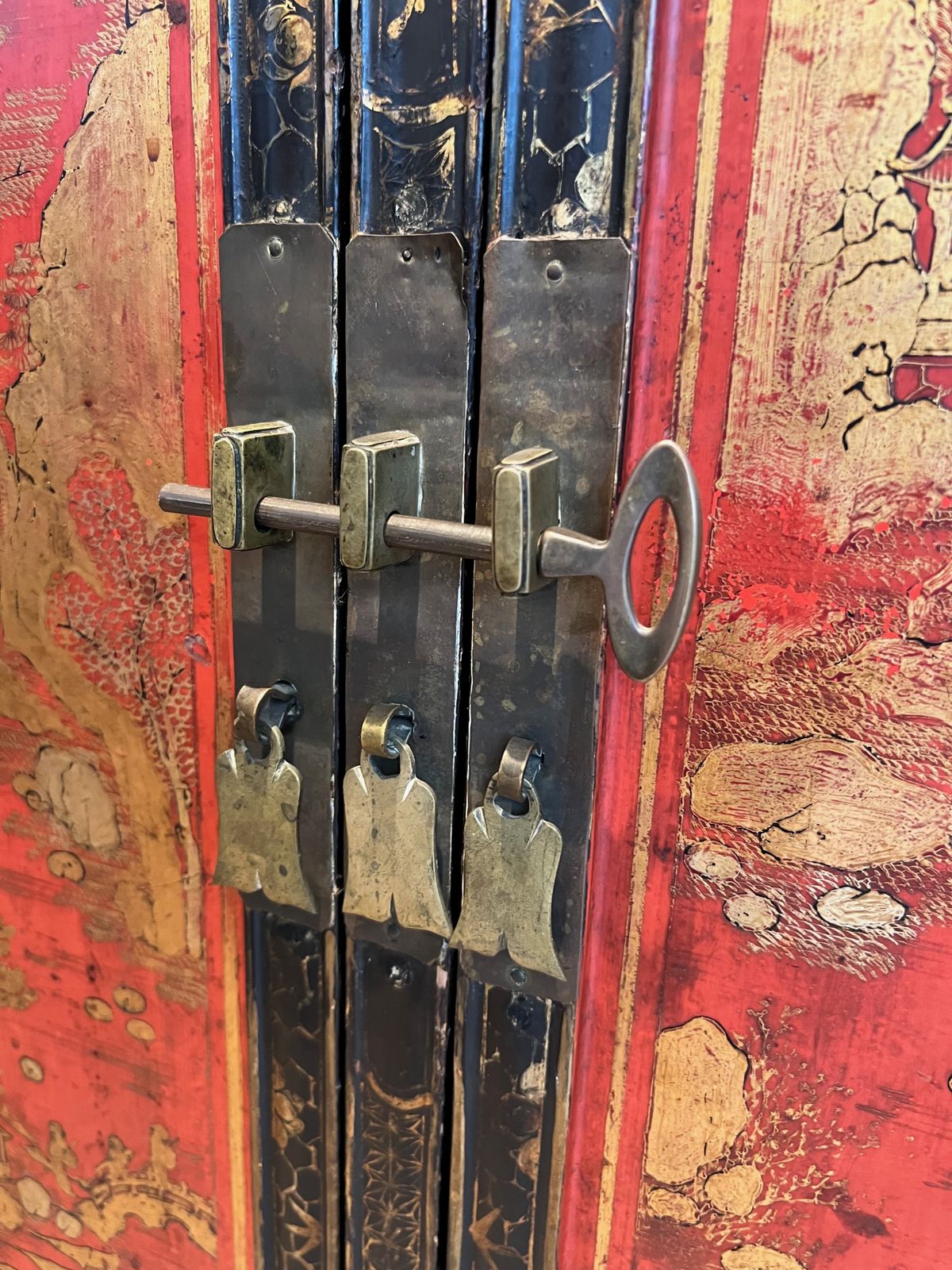 photo for sale Lacquered Wood Cabinet With Chinese Decors