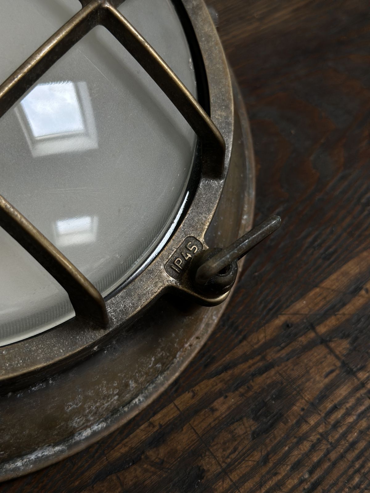 Pair Antique Brass Convex Glass Maritime Military Bulkhead Flush Mounted Wall Lights Lamp photo Lighting
