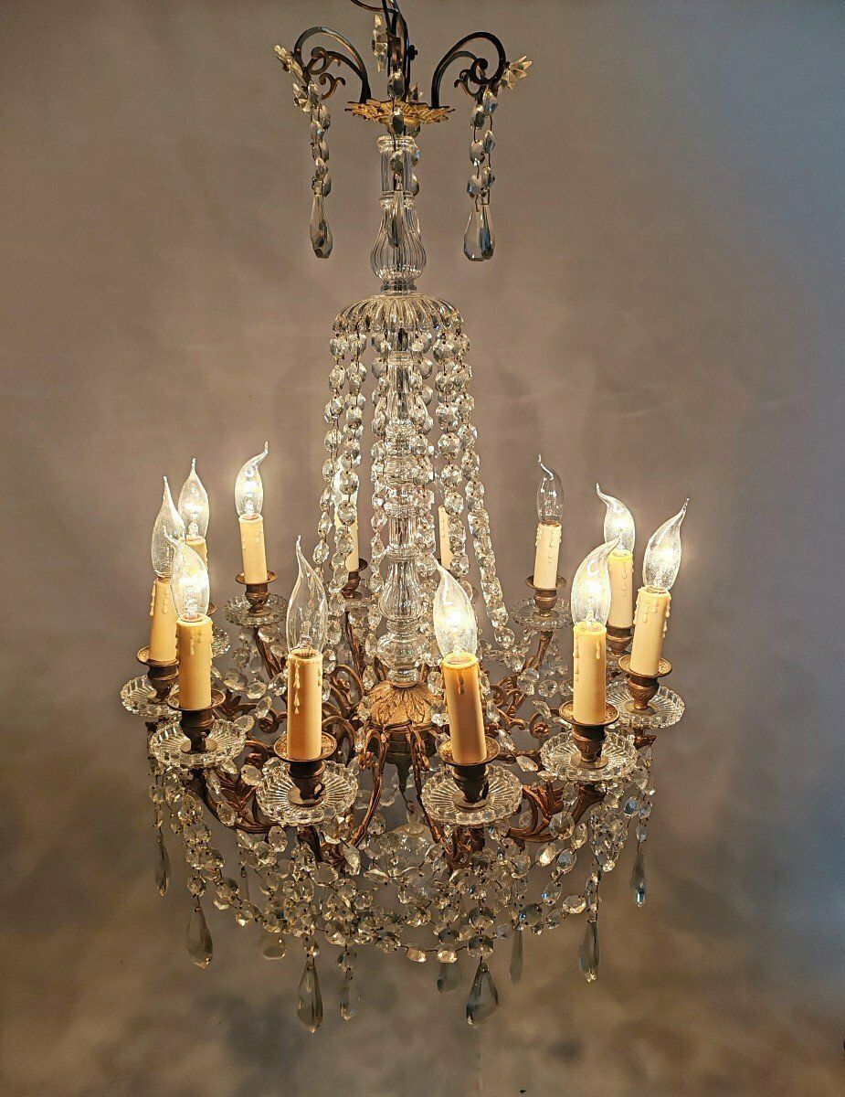 photo furniture 12 Light Chandelier, Glass And Crystal