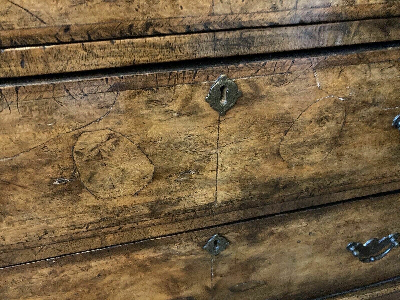 Stunning Rare Antique Walnut Bachelors Bureau Chest Of Drawers photo vinterior