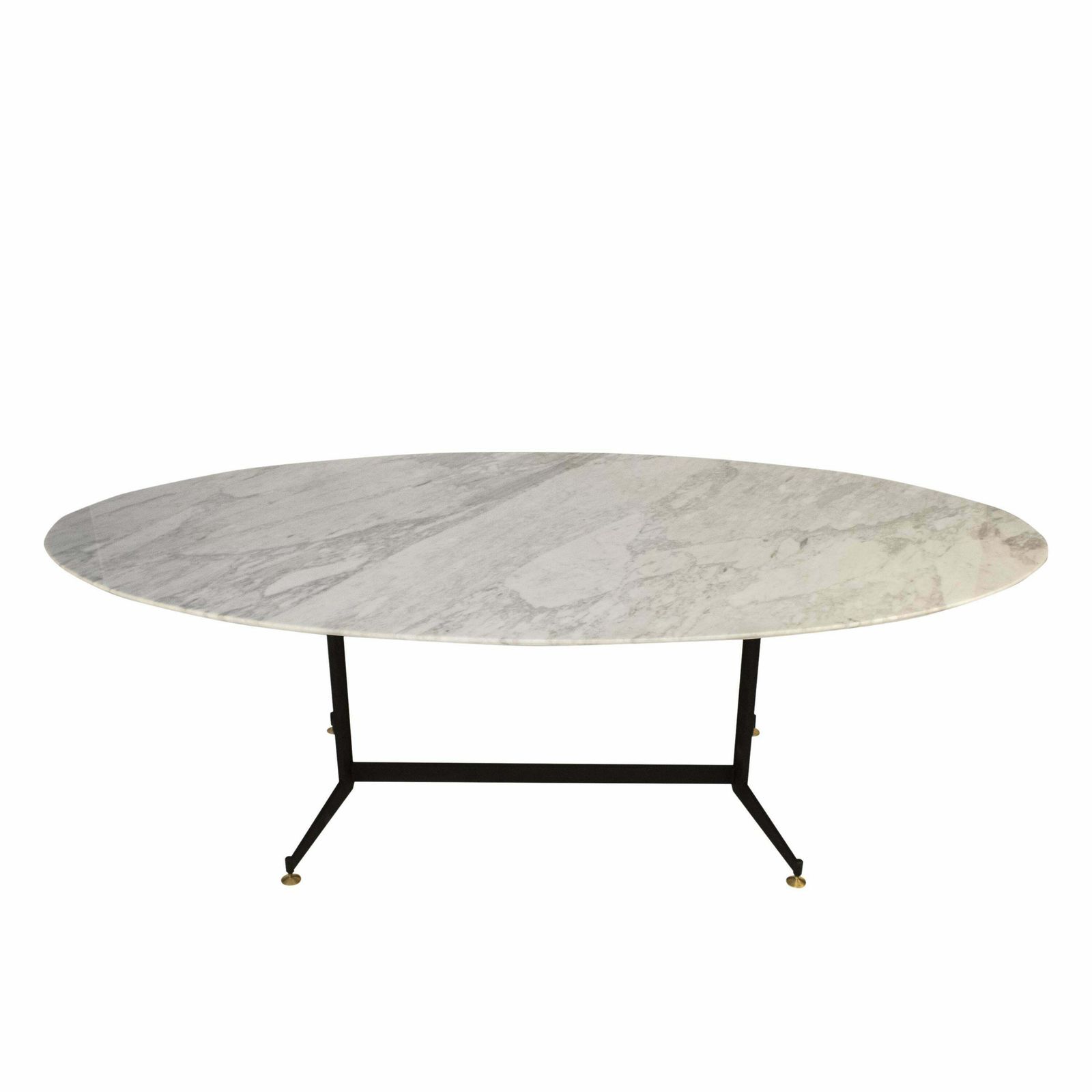 Mid Century Modern Carrara Marble Dining Table With Metallic Foot, Italy, 1950 photo buy