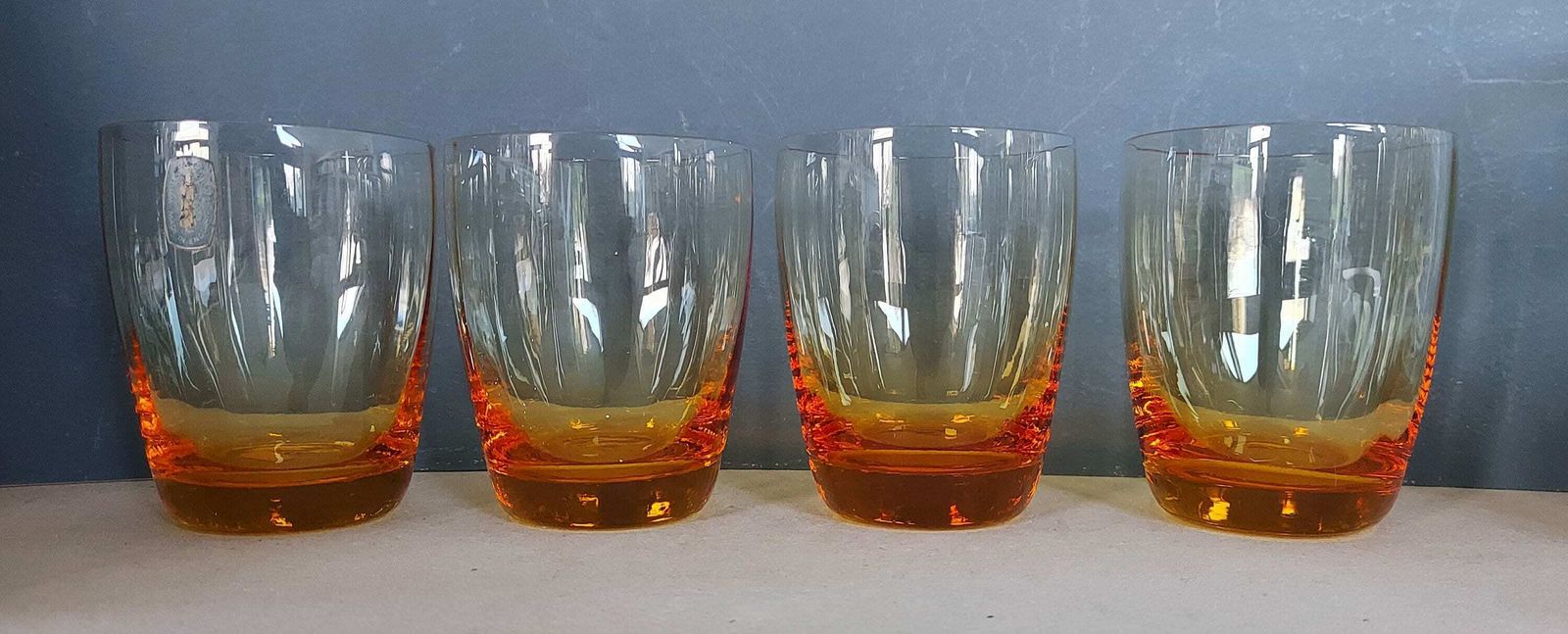 Vintage Whitefriars Crystal Amber Glass Pitcher Set With Four Glasses, 1960's photo Home Decor