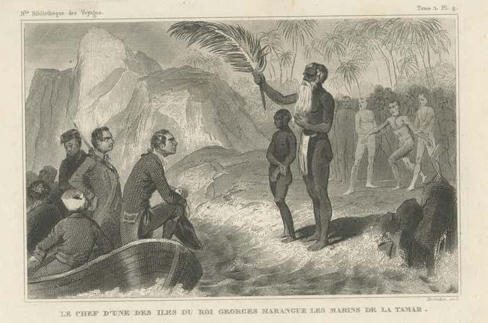 Antique Print Of The Chief Of One Of The King George Islands photo for sale