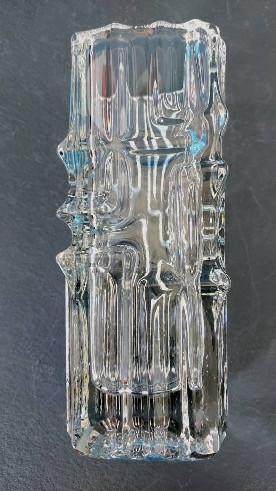 A Vintage Large Sklo Union Urban Bohemian Art Glass Vase, Modernist, 1970s photo vintage