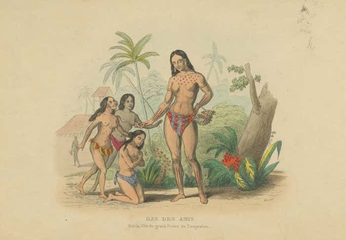 Antique Print Of Ouhila, Daughter Of The Priest Of Tongatapu photo for sale