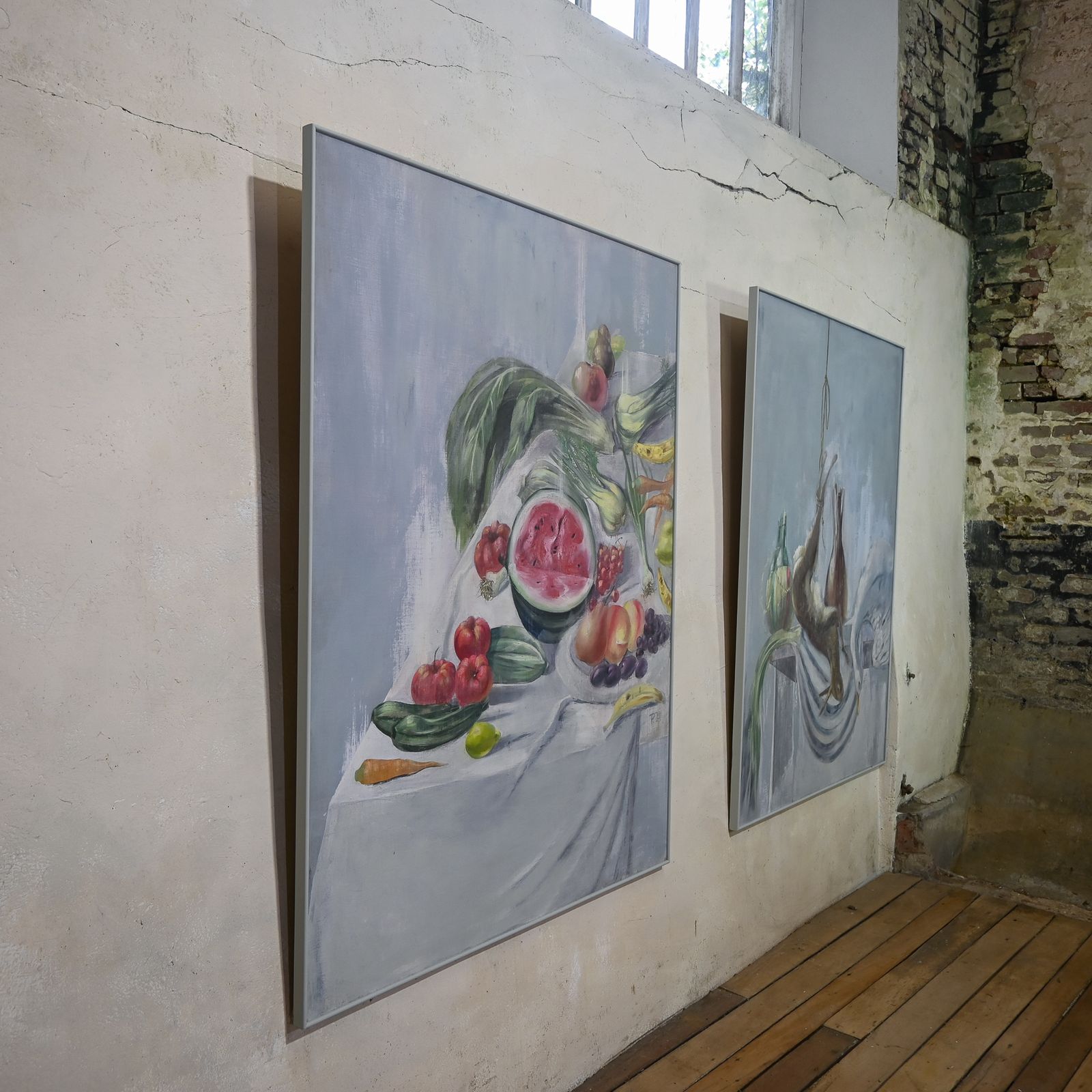 photo furniture A Large Pair Of Naive Oil On Canvas Paintings