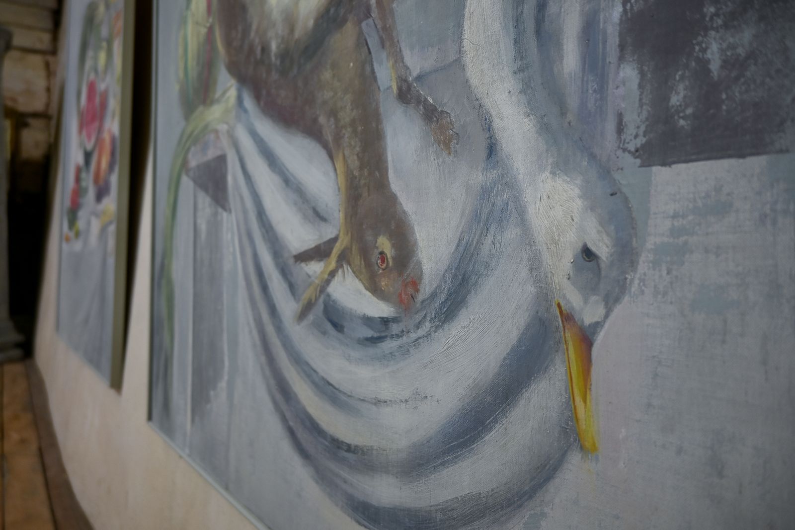 photo vinterior A Large Pair Of Naive Oil On Canvas Paintings